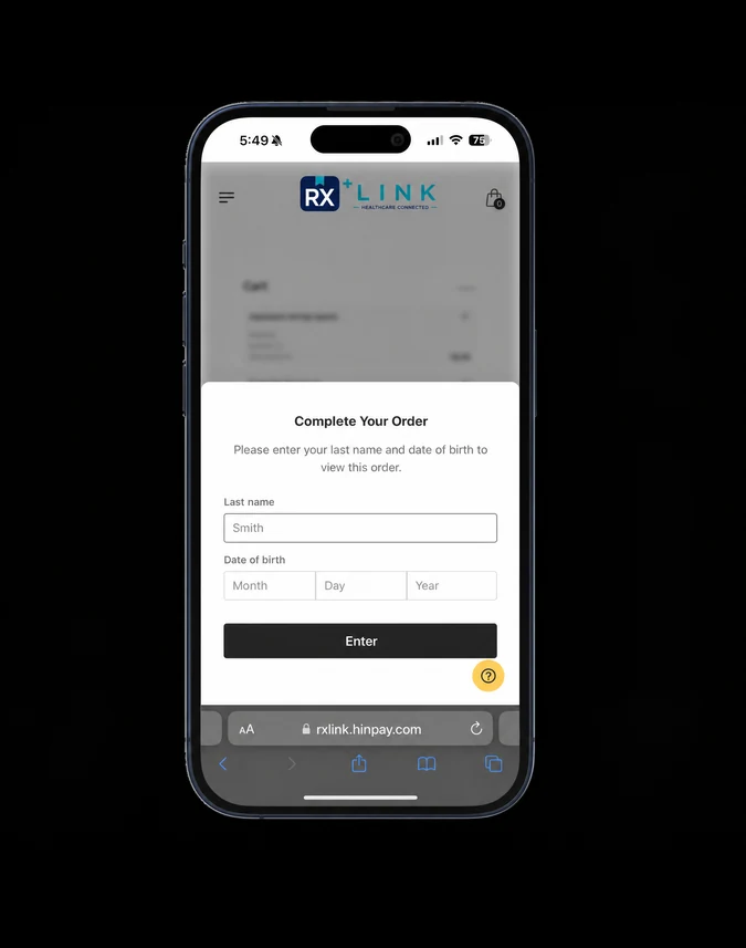 Phone screen where the patient reviews and confirms their personal and prescription details